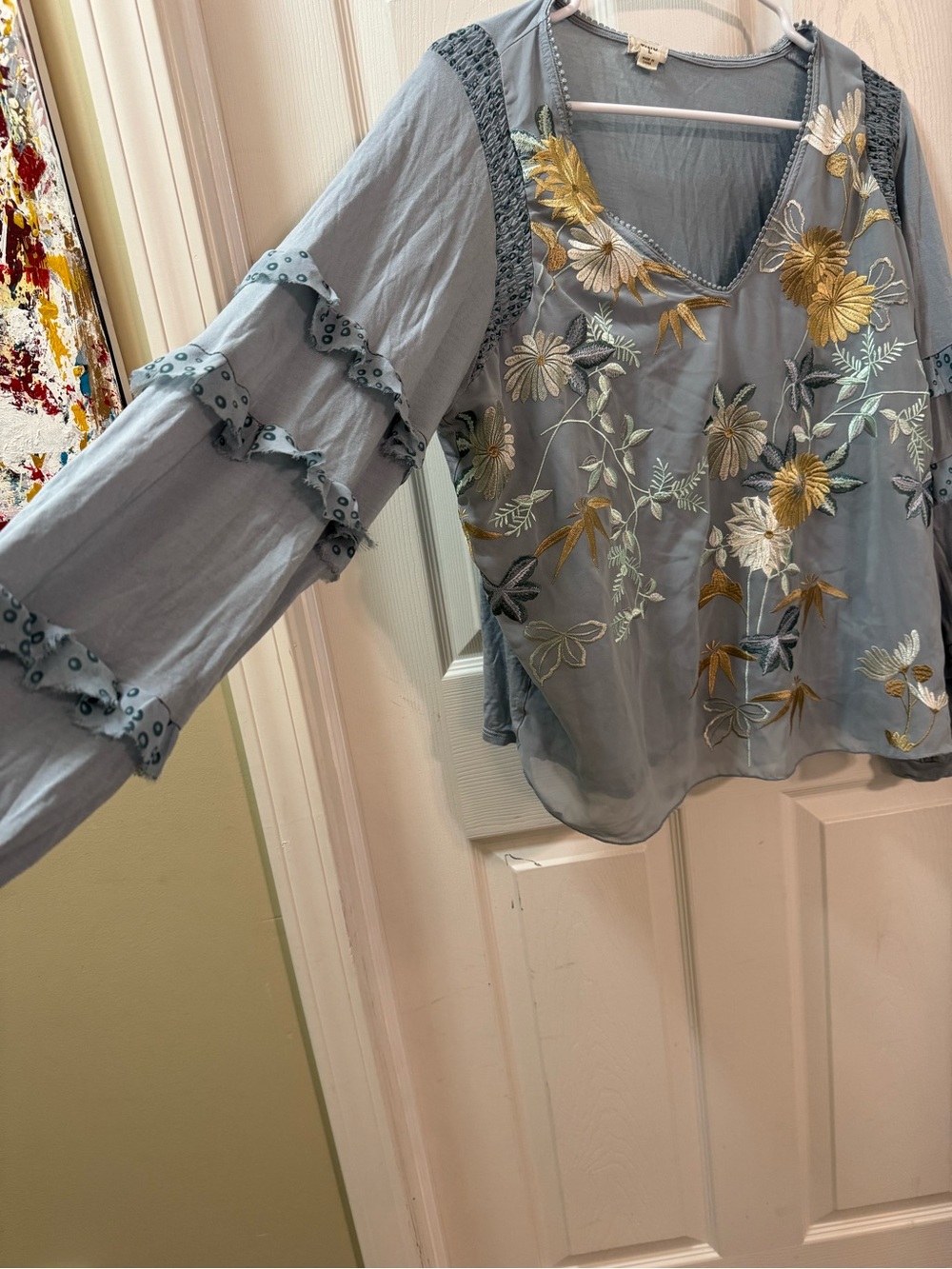 Anthropologie Tiny Frances V-Neck Long Sleeve Ruffled Top Size L - Picture 11 of 14